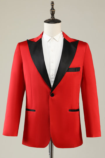 Blazer de bal rouge revers cranté pour homme
